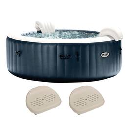 Intex - PureSpa Plus Inflatable Bubble Jet Hot Tub & Slip Resistant Seat (2 Pack) - Blue