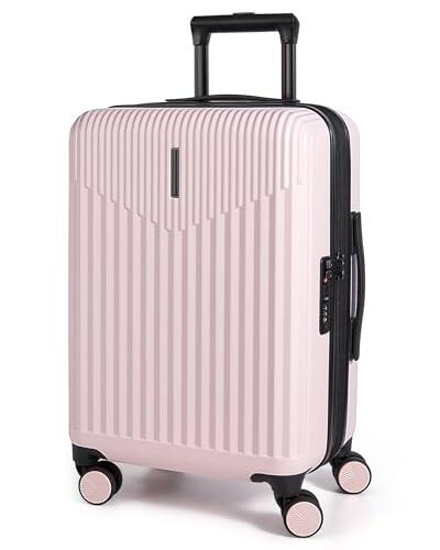 Vulpecula Spade- Carry On Luggage 22x14x9 Airline Approved with Spinner Wheels,100% PC Hardside Expandable Luggage with TSA Lock for- BlackPink
