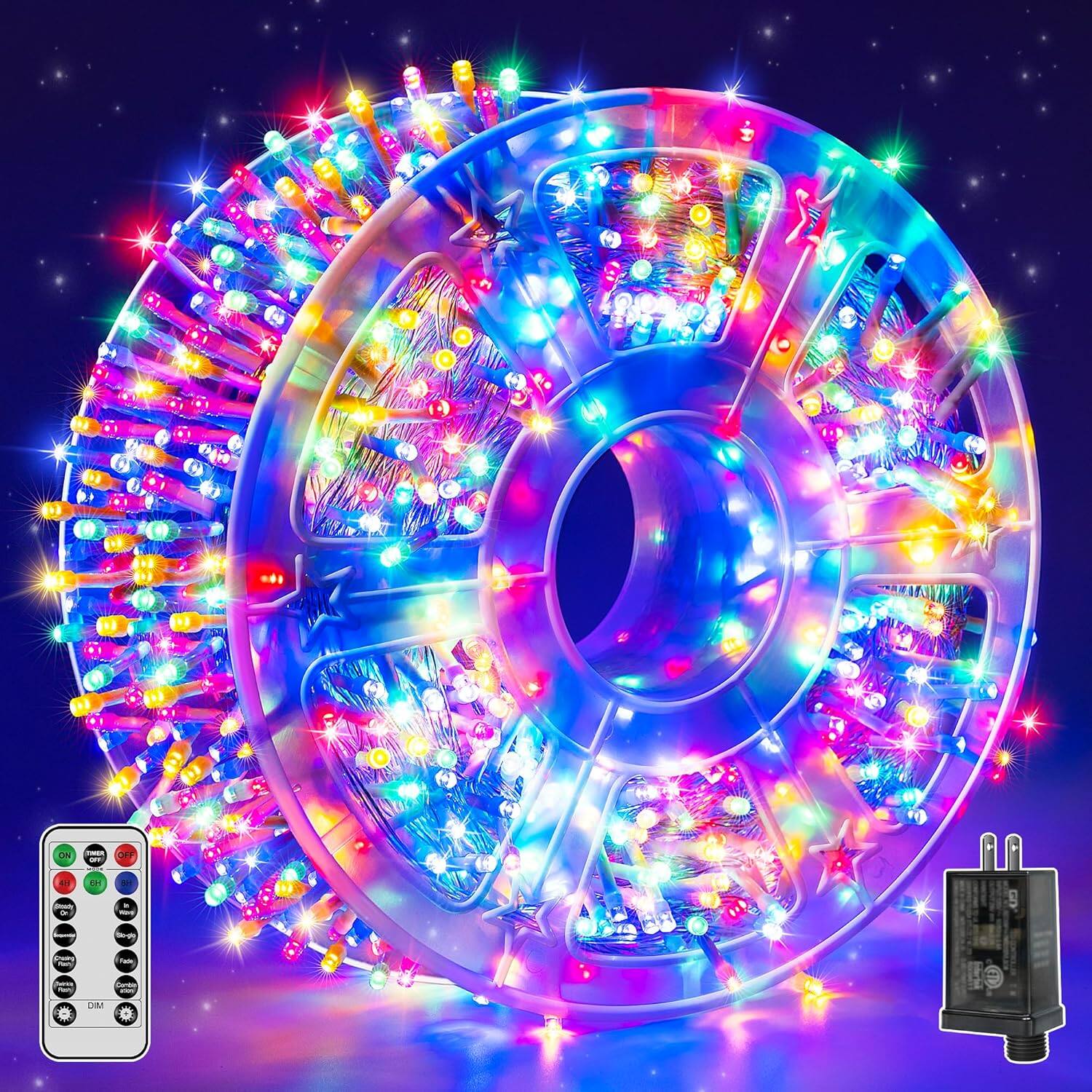 Front. Schertz - 1200 LED String Lights, 196FT Waterproof Indoor & Outdoor Fairy Lights with Remote, Timer, 8 Dimmable Modes, Multicolor - Multicolor.