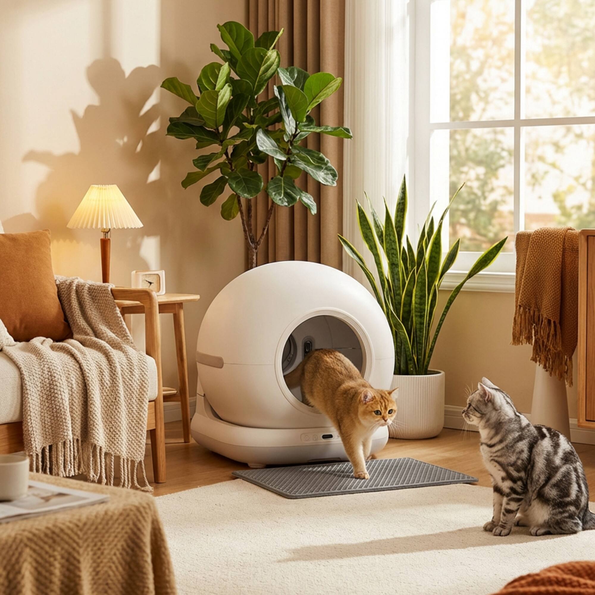 Alt View 8. Pawhut - Automatic Litter Box, Self Cleaning Litter Box, App Control, Odor & Noise Control, Safety Sensors - White.