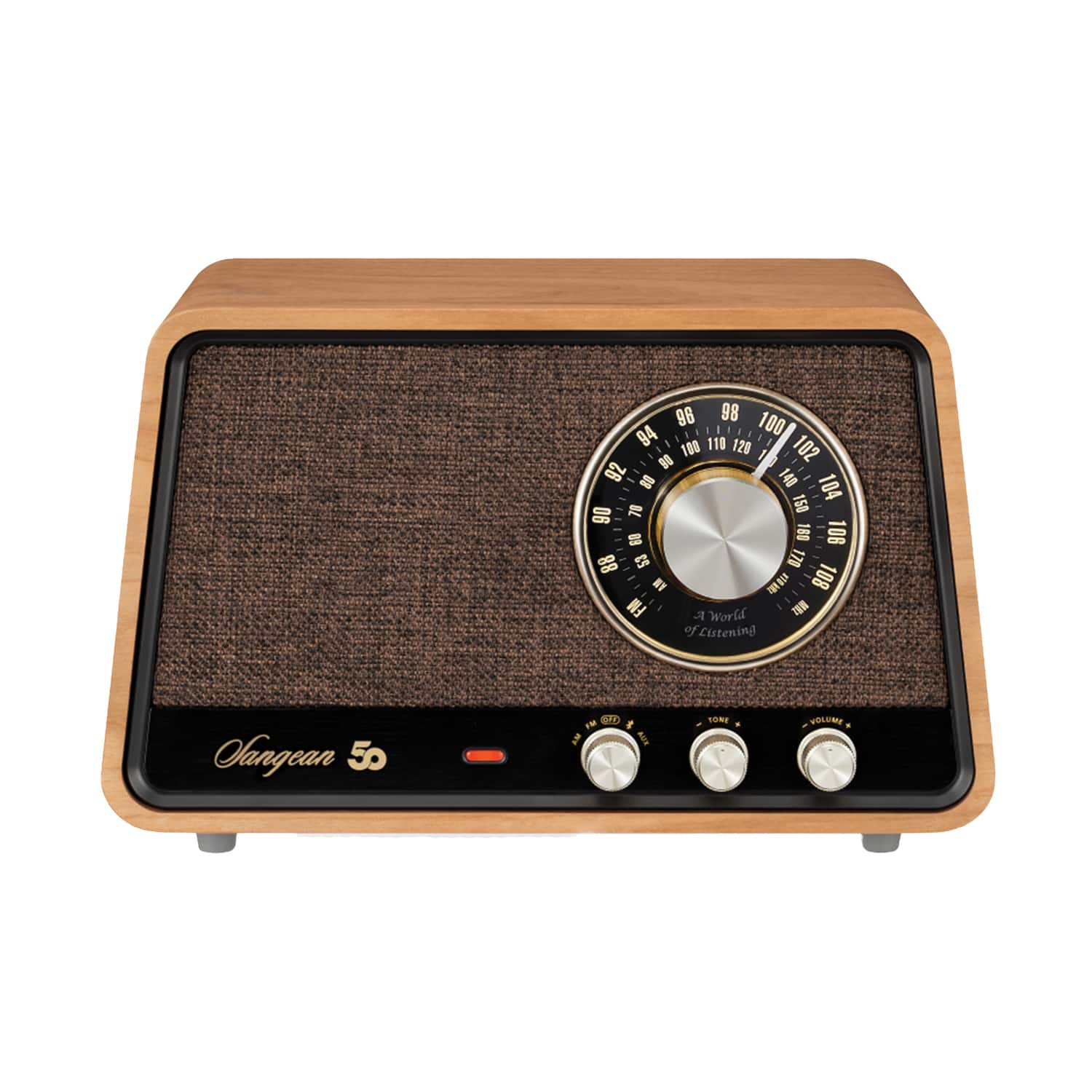 Sangean - Retro-Style AM/FM Bluetooth Wooden Cabinet Tabletop Radio WR-55 - Natural Cherry