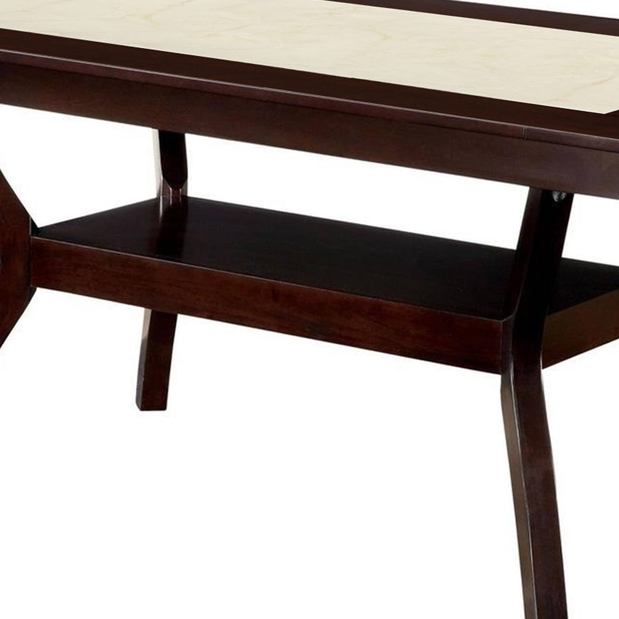 Alt View 3. Manhattan Lane - Rectangular Wooden Dining Table with Angled Wooden Legs - Brown, Cream.