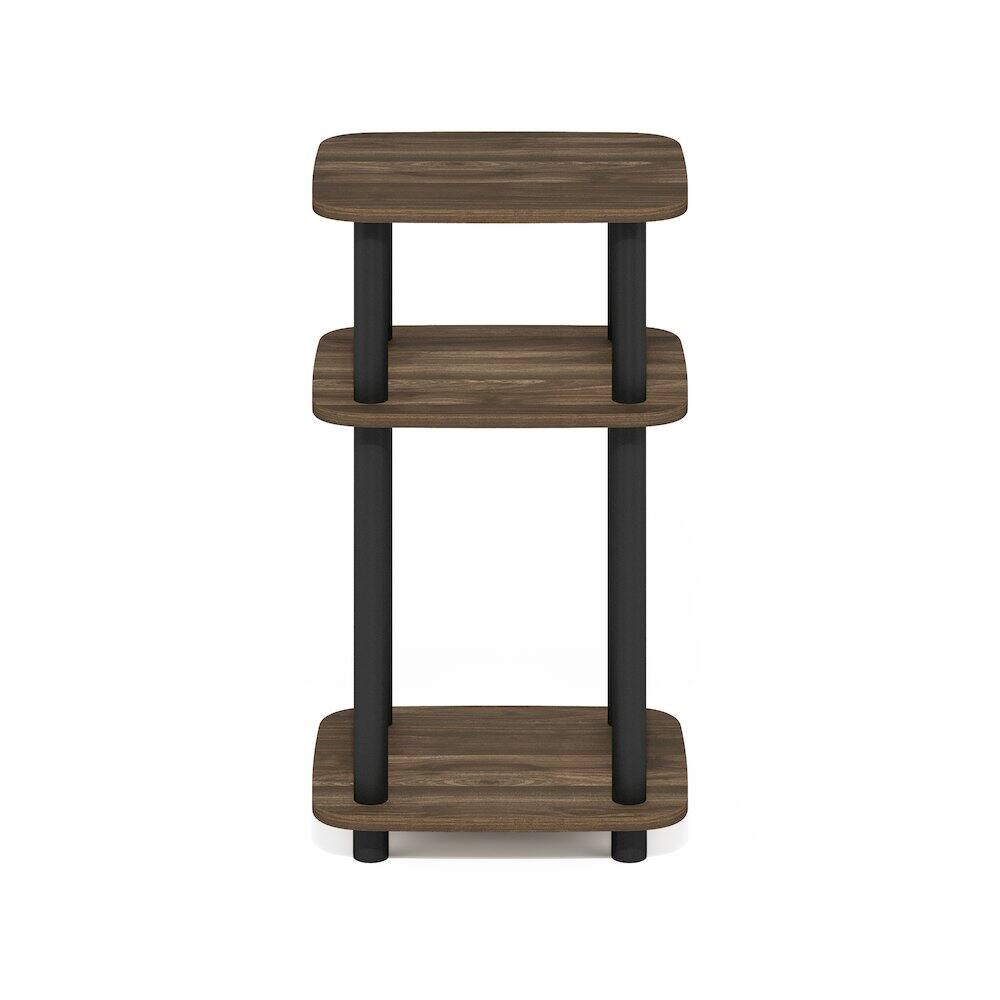 Angle. Furinno - JUST Night Stand, 3-Tier Turn-N-Tube Nightstand with Open Shelf, Round Curve Corner Side Table, End Table, Easy Assembly - Columbia Walnut/Black.