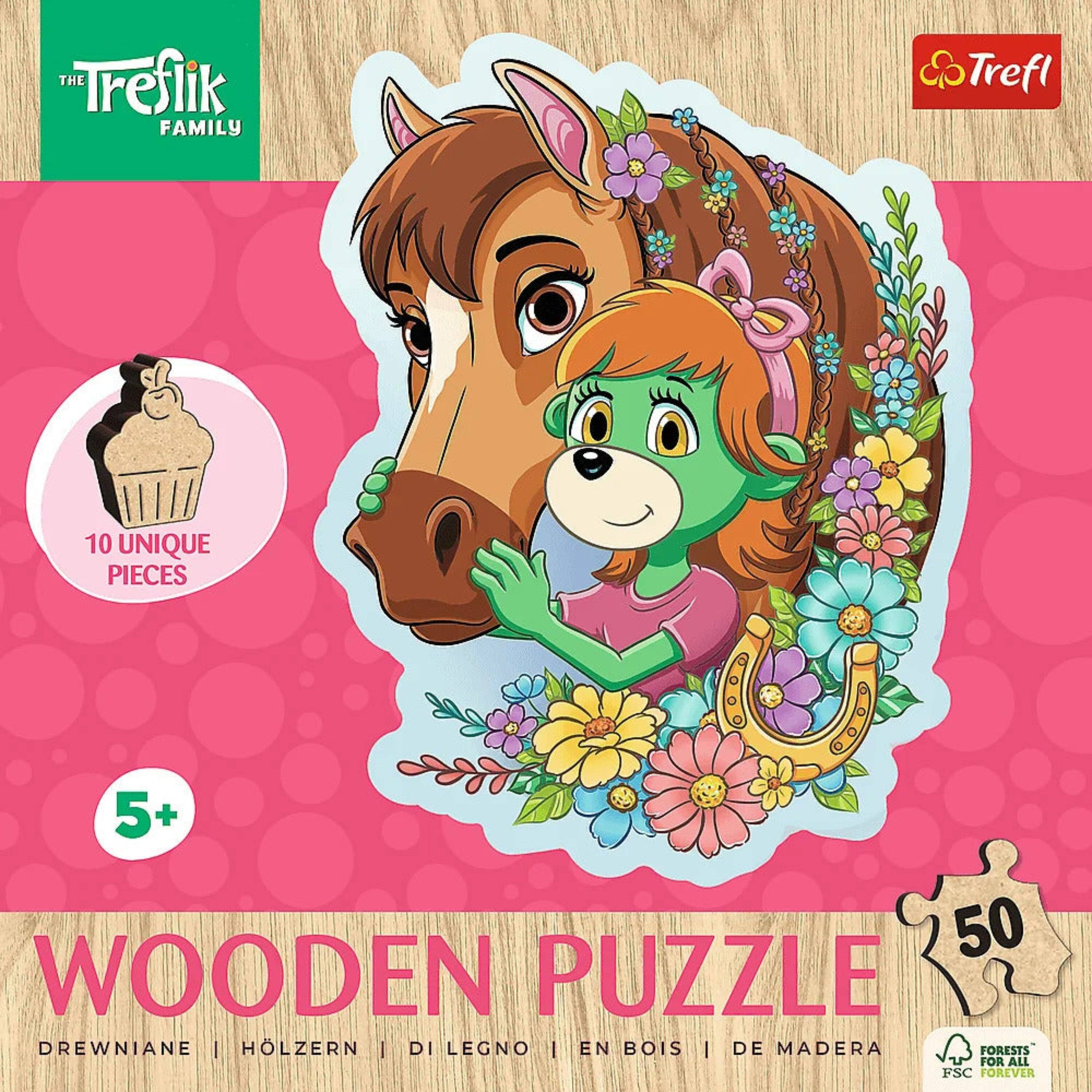 The Treflik Family  
Trefl  
10 Unique Pieces  
5+  
50 Wooden Puzzle  
Drewniane | Holzern | Di Legno | En Bois | De Madera  
Forests for All FSC Forever