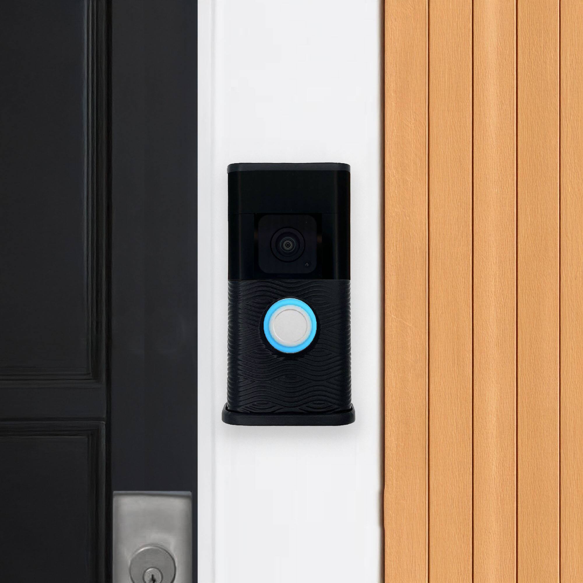 Alt View 3. Michael Healy - Waves Video Doorbell Cover (Ring 3, 3 Plus, 4, Battery Plus and Battery Pro) - Matte Black.