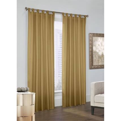 Front. Commonwealth Home Fashions - Thermalogic Prescott Fashionable and Functional Tab Top Panel - 2-Piece - 80x84" Camel - Camel.