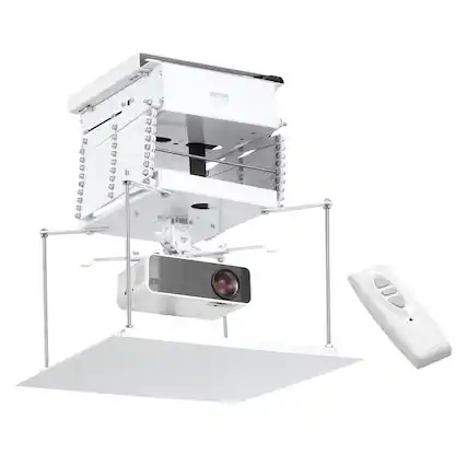 Front. VEVOR - Motorized Projector Lift, Electric Projector Lift Adjustable Height 59 in, Hidden Projector Ceiling Mount - White.