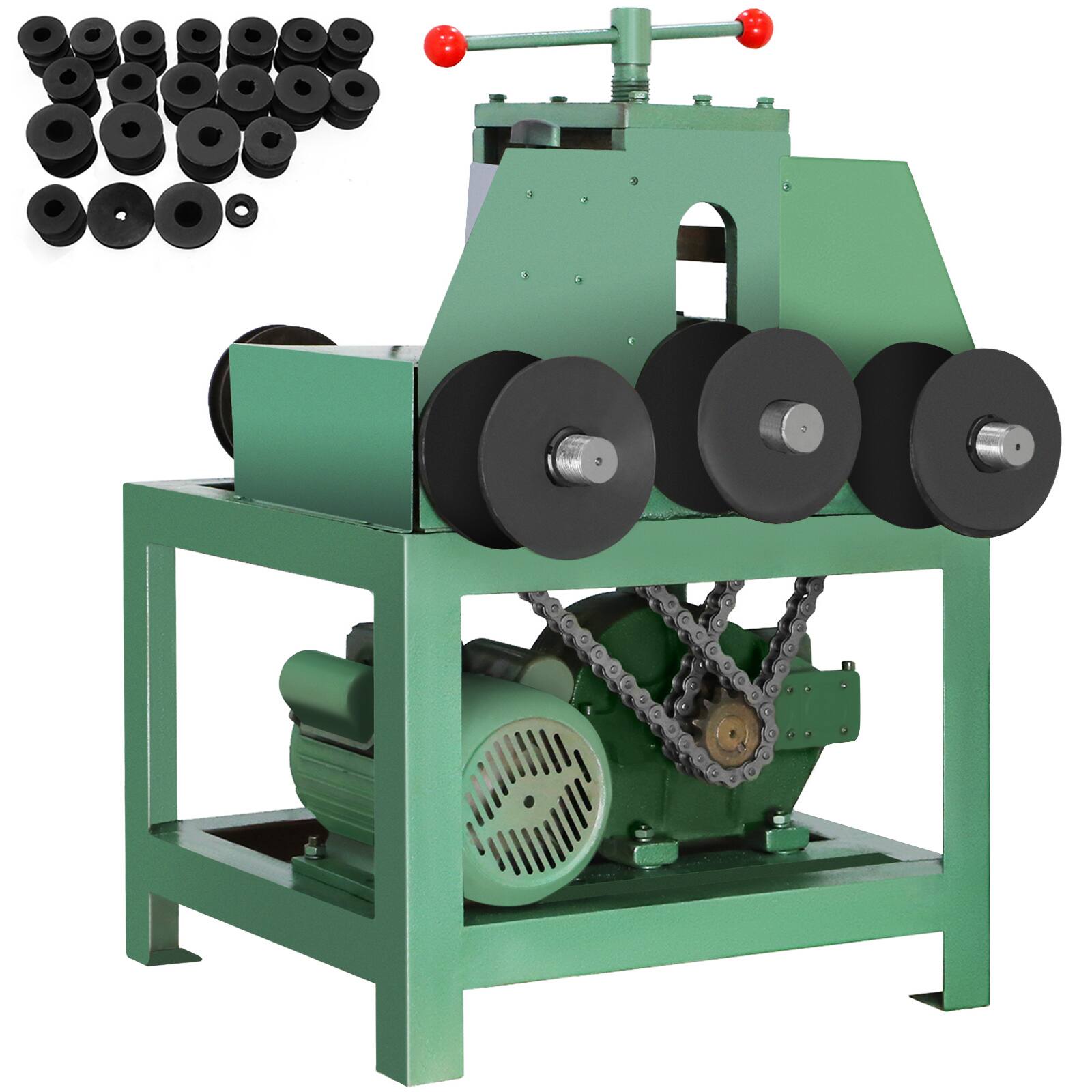 Front. VEVOR - Electric Pipe Tube Bender, 1500W Electric Tube Roller Bender Tool, Multi-function Pipe Bender Machine with 9 Round - Green.