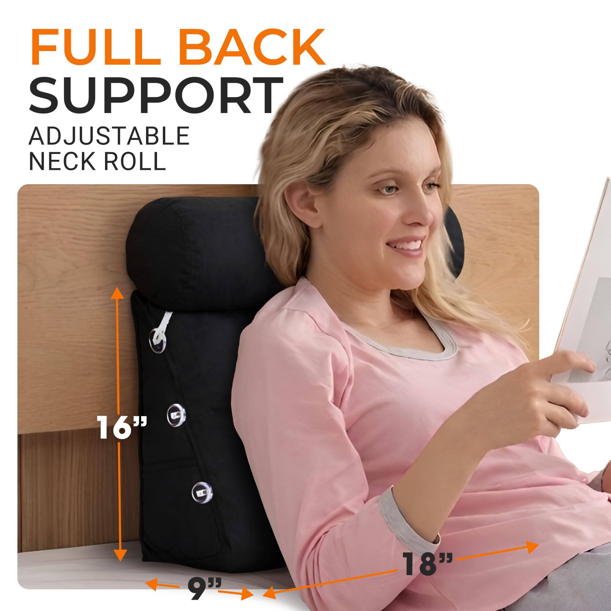 FULL BACK SUPPORT  
ADJUSTABLE NECK ROLL  
16"  
9"  
18"