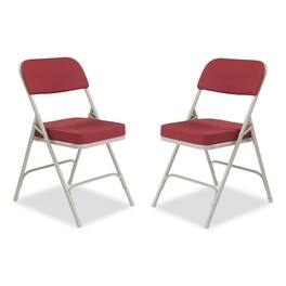National Brand - 3200 Series Premium Fabric Dual-Hinge Folding Chair Supports Up to 300 lb Burgundy Seat Burgundy Back Gray Base 2/Carton - Gray|Red