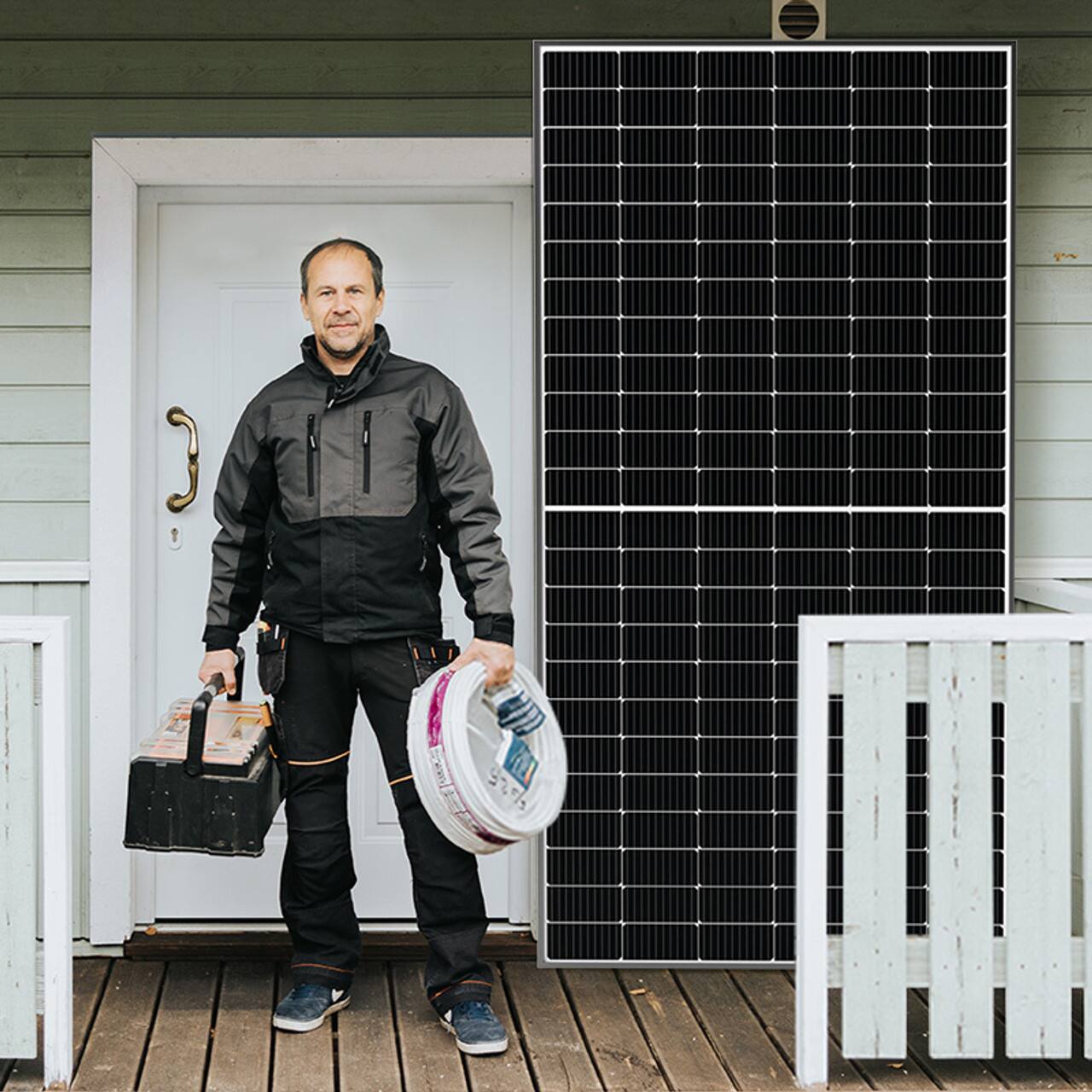 Alt View 18. Renogy - Bifacial 4pcs 550 Watt Solar Panels 12/24 Volt Monocrystalline PV Power Charger On/Off-Grid - Black.