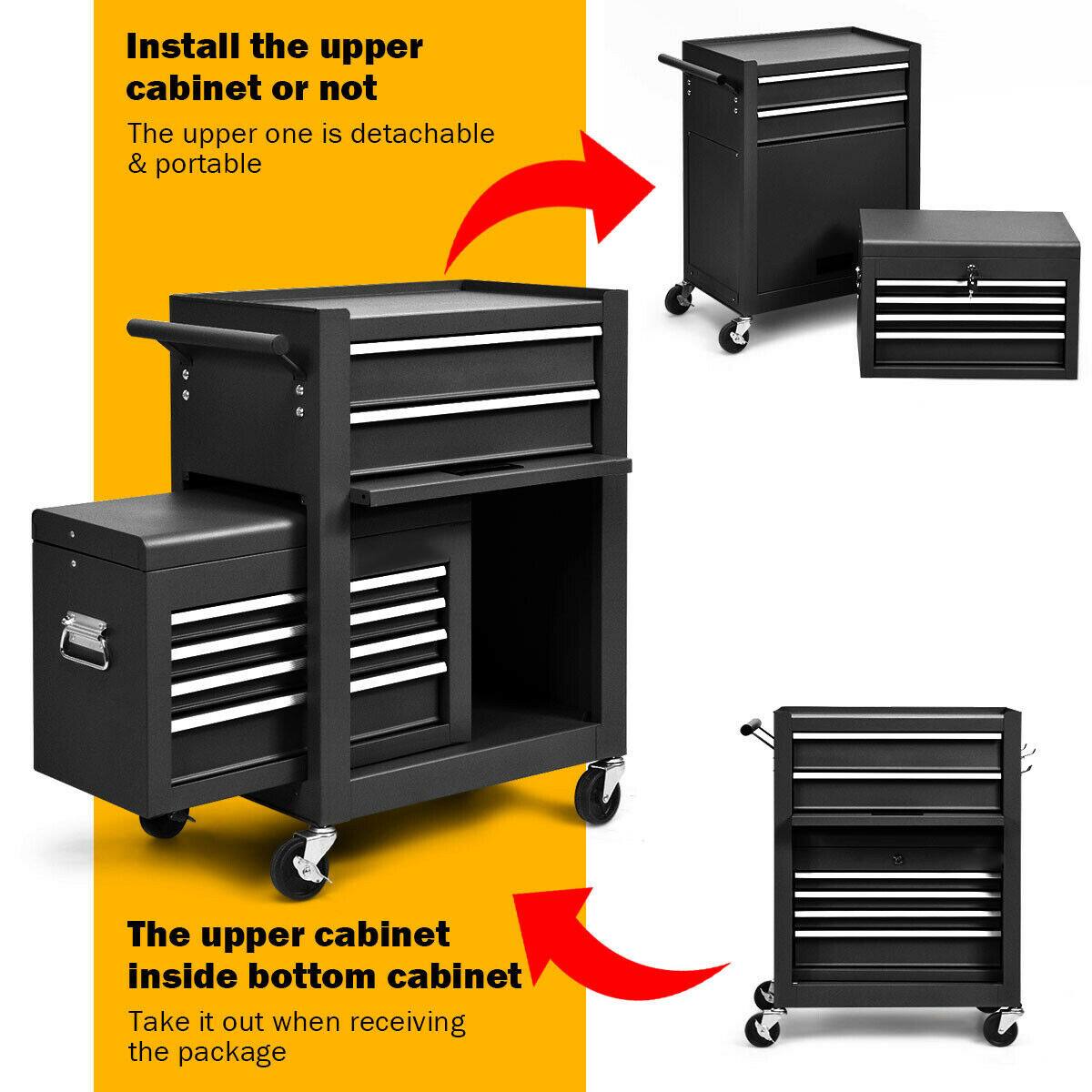 Install the upper cabinet or not
The upper one is detachable & portable
The upper cabinet inside bottom cabinet
Take it out when receiving the package