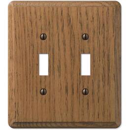 AMERELLE - Contemporary Medium 2 gang Oak Wood Toggle Wall Plate 1 pk - Brown
