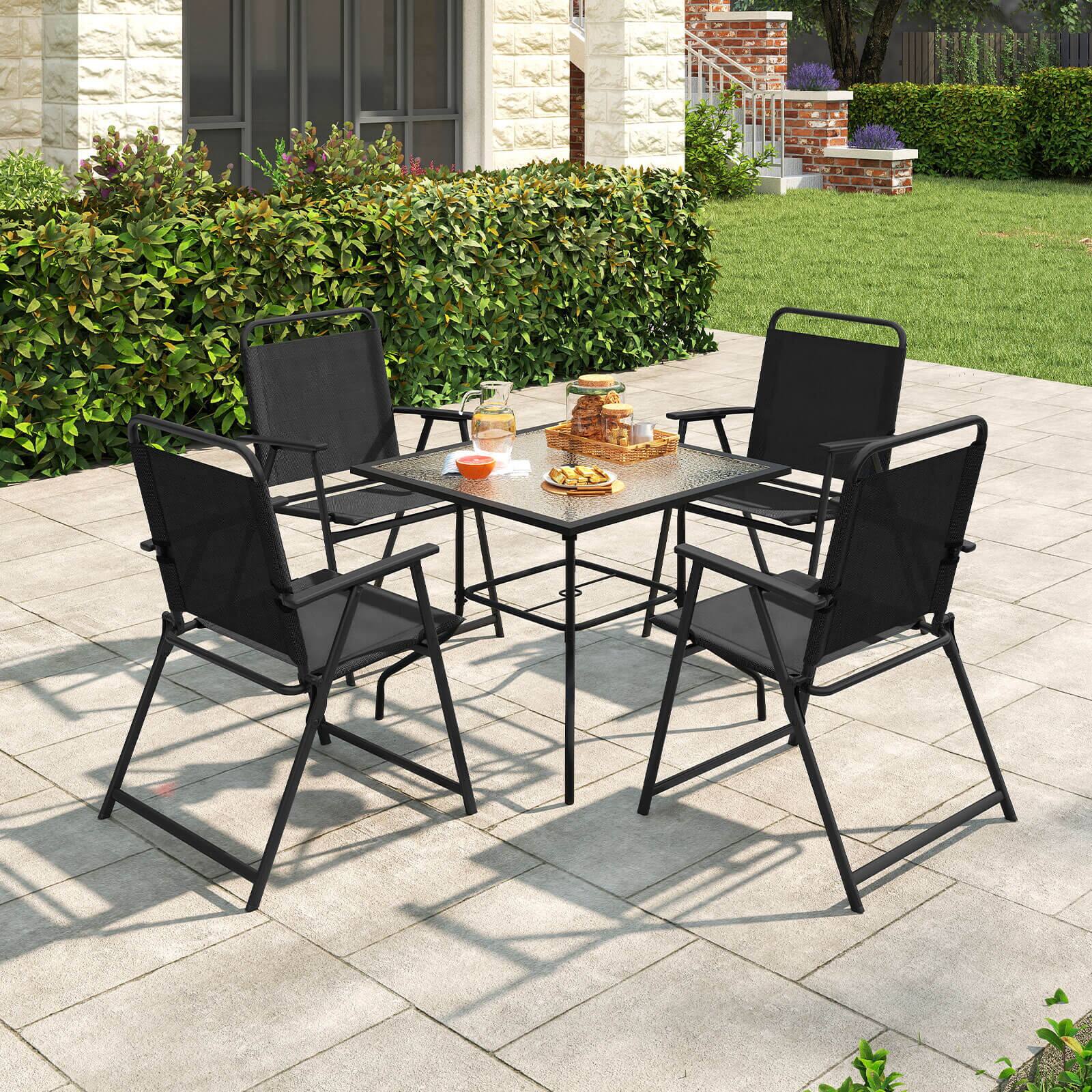 Alt View 8. Costway - Costway 2pcs Patio Folding Chairs Heavy-Duty Metal Frame Armrests Portable Outdoor - Black.