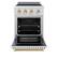 Angle. ZLINE - 24 in. Wide 3 Elements Autograph 3.2 cu. ft. Paramount Freestanding Induction Range in Satin Steel with Gold Accents - White Matte.