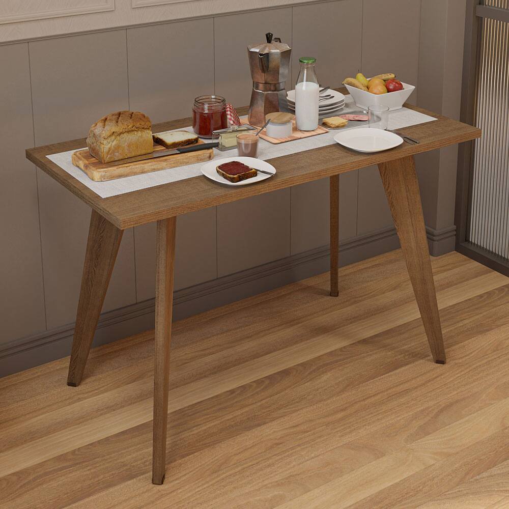 Angle. Madesa - Madesa Compact Dining Table for Kitchen, Dining Room, or Breakfast Nook Ideal for Serving Meals and Snacks - Rustic - Brown.
