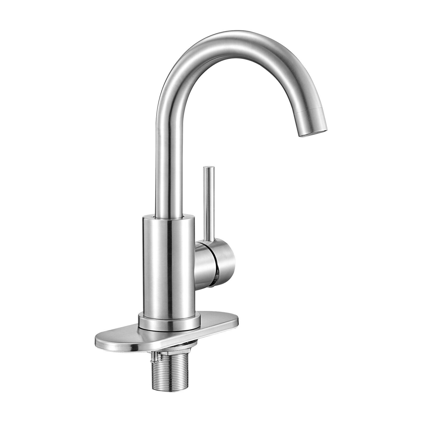 Alt View 5. VEVOR - Single Handle Sink Faucet, Kitchen Faucet Brushed Nickel Single Handle, Kitchen Water Faucets with Anti-Splash Aerator - Sliver.