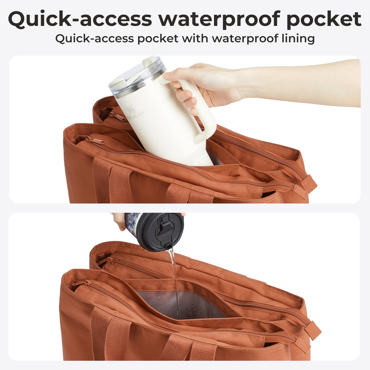 Quick-access waterproof pocket  
Quick-access pocket with waterproof lining