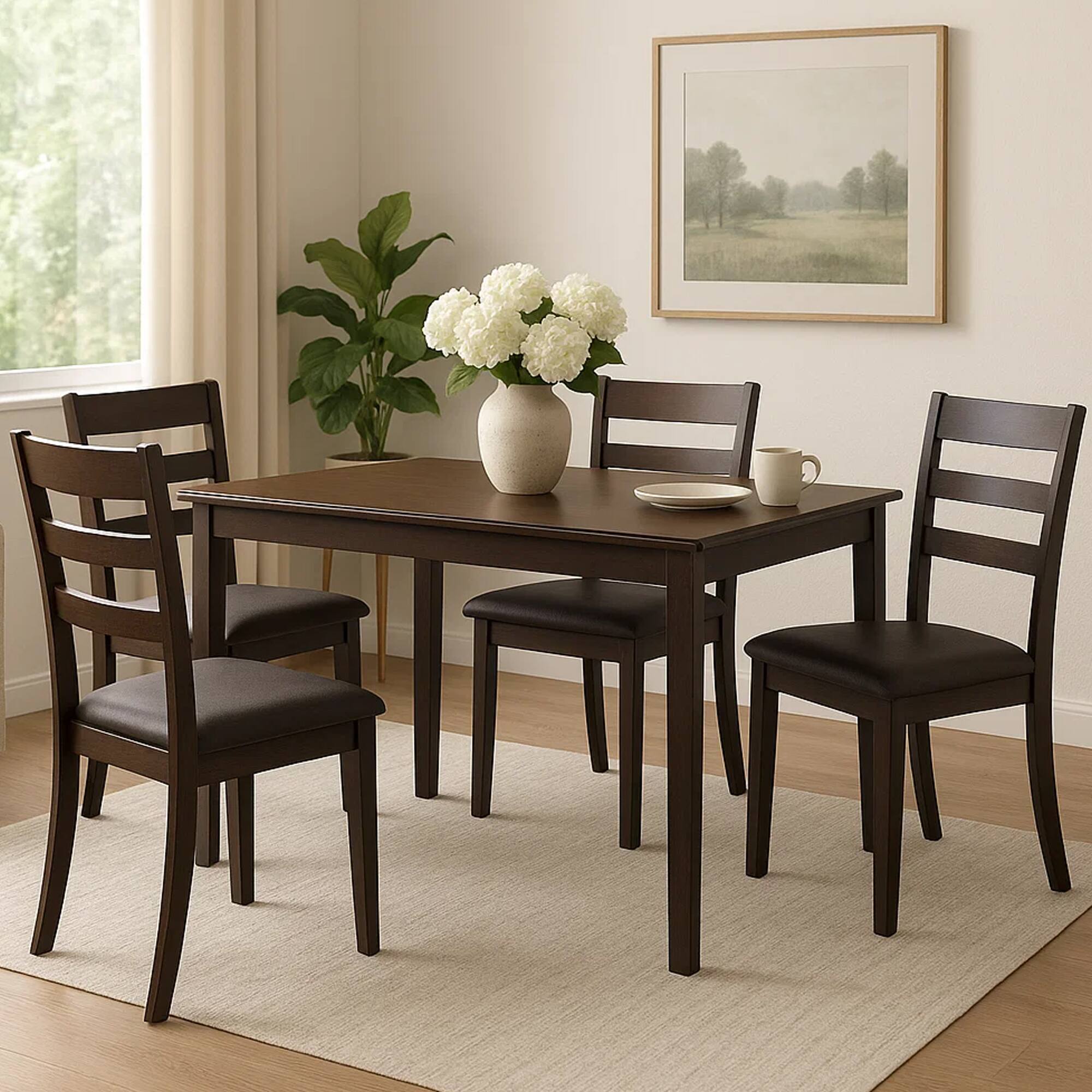 Alt View 8. Manhattan Lane - Wooden Dining Table With Tapered Legs - Brown.