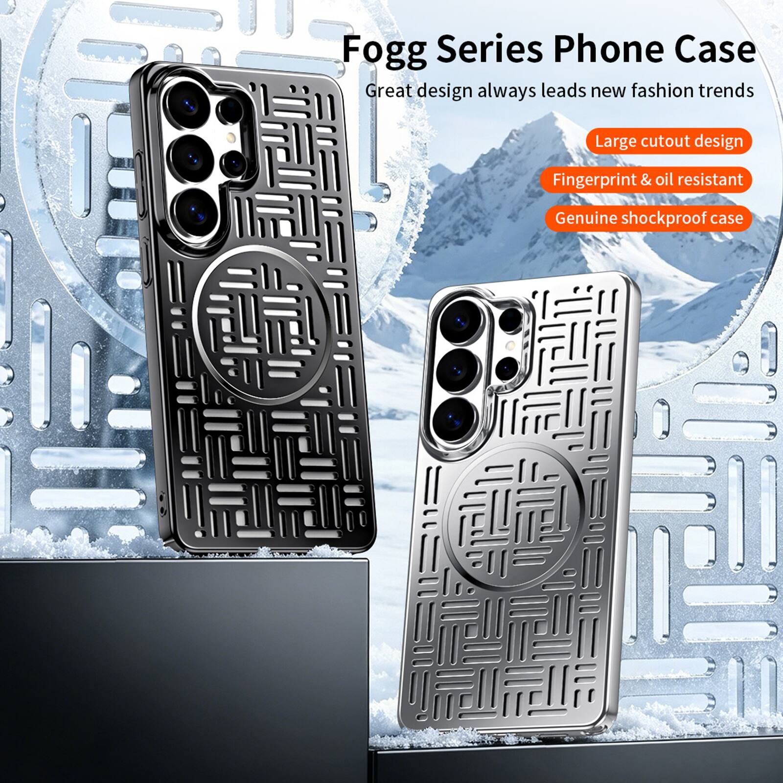 Fogg Series Phone Case  
Great design always leads new fashion trends  
Large cutout design  
Fingerprint & oil resistant  
Genuine shockproof case