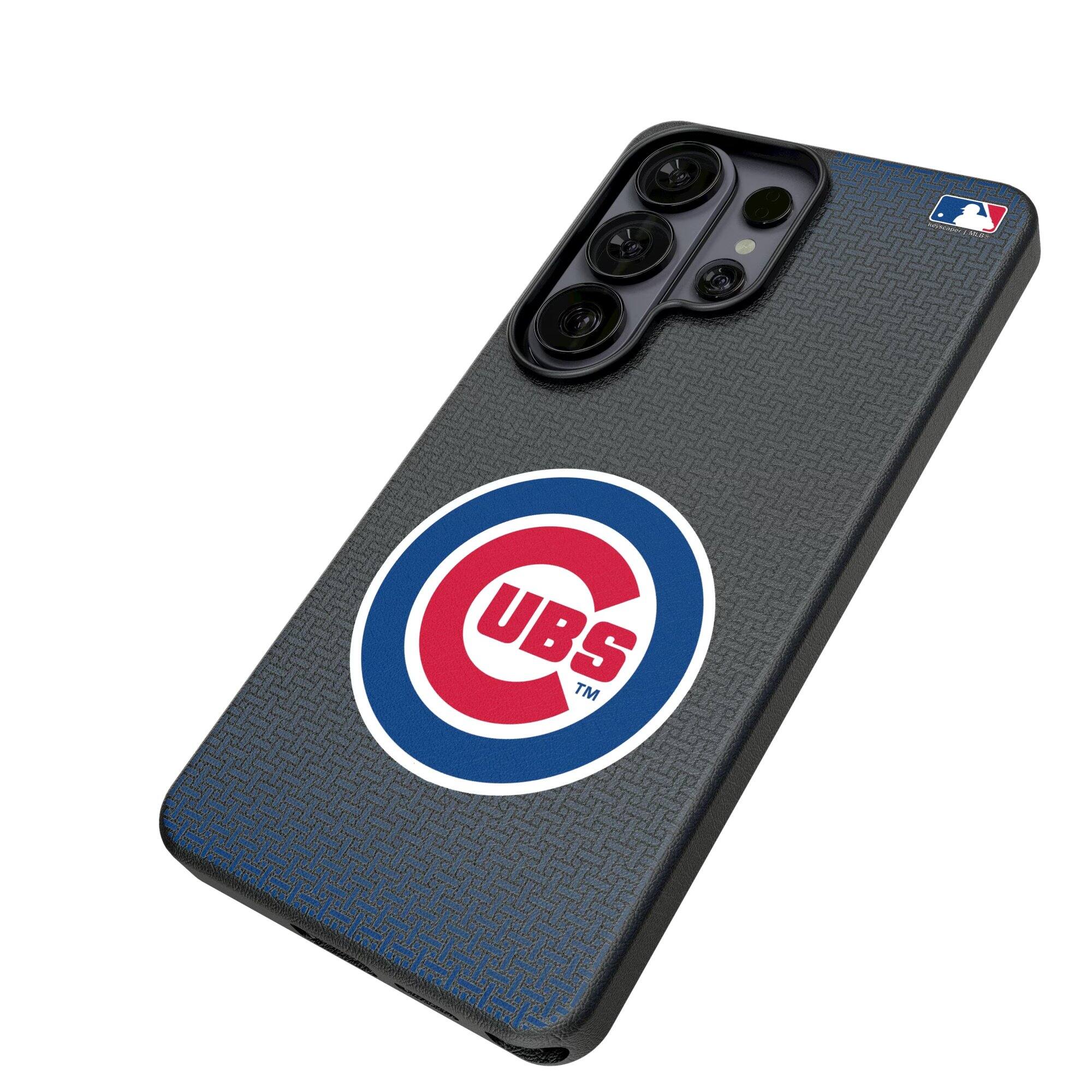 Alt View 1. Keyscaper - Chicago Cubs Linen Galaxy Magnetic Bump Case - S24 - Black.