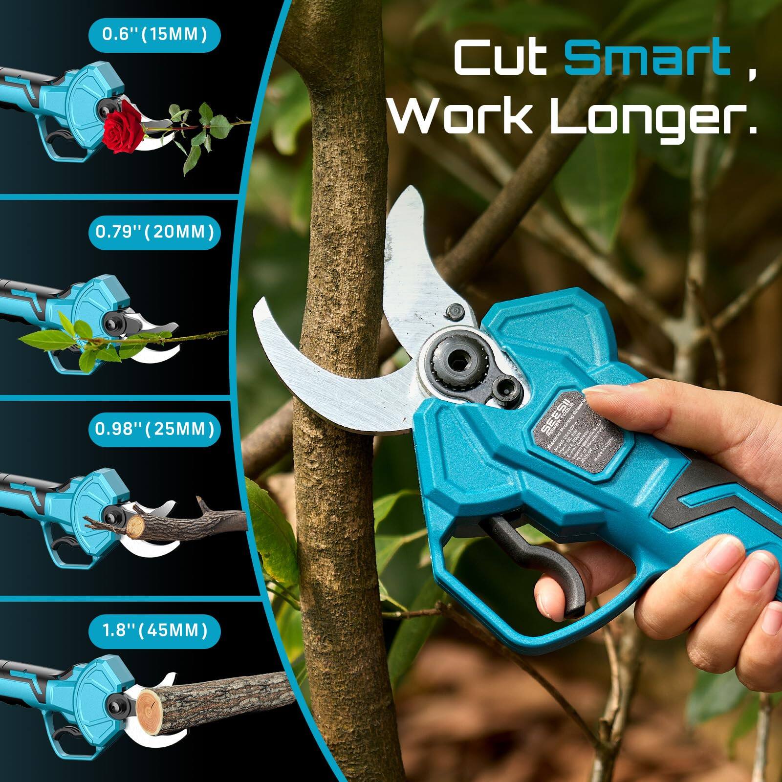 0.6" (15MM)  
0.79" (20MM)  
0.98" (25MM)  
1.8" (45MM)  

Cut Smart, Work Longer.