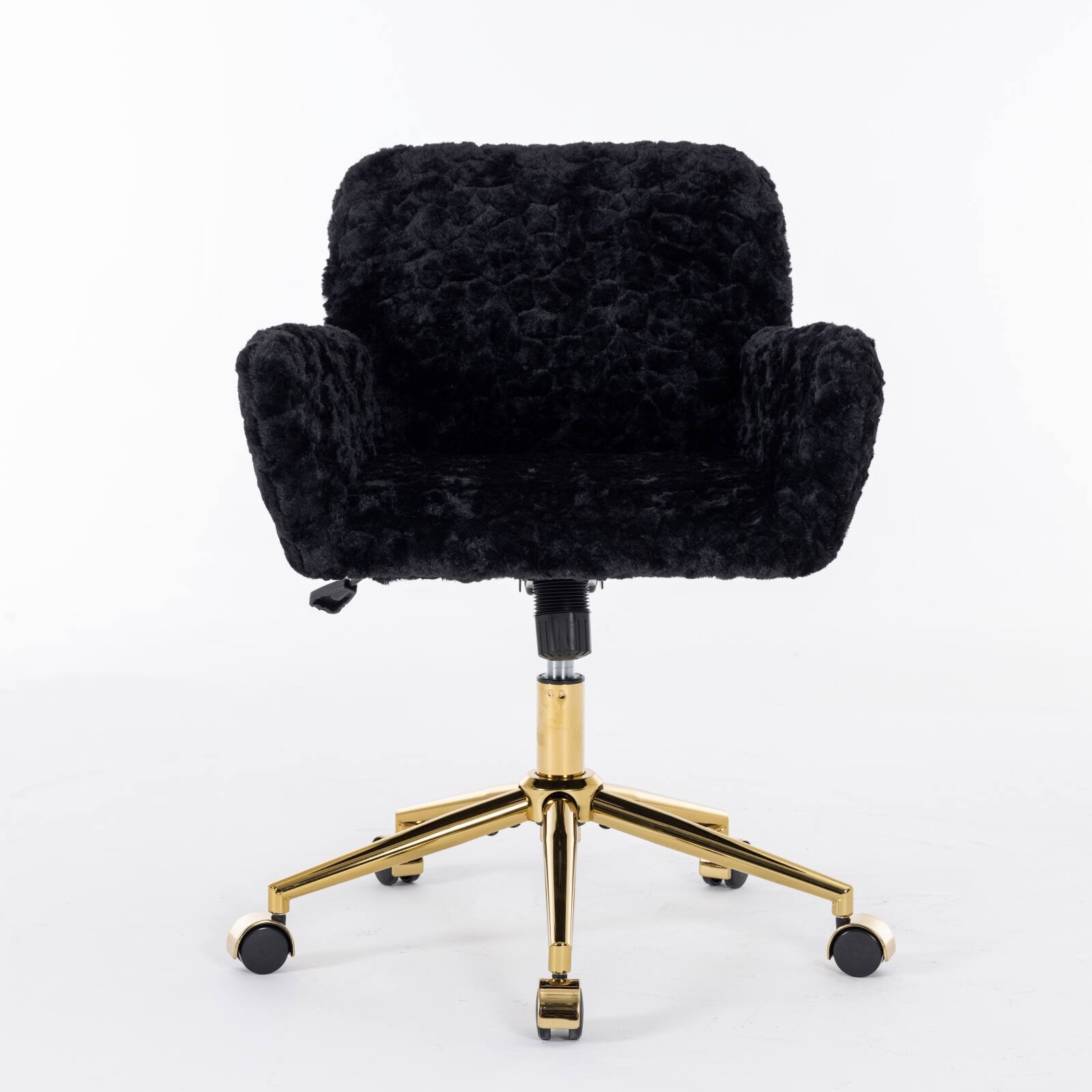 Left. GOODSILO - Premium Adjustable Swivel Office Chair with Golden Metal Base and Plush Velvet Upholstery for Home or Office Use - Black.