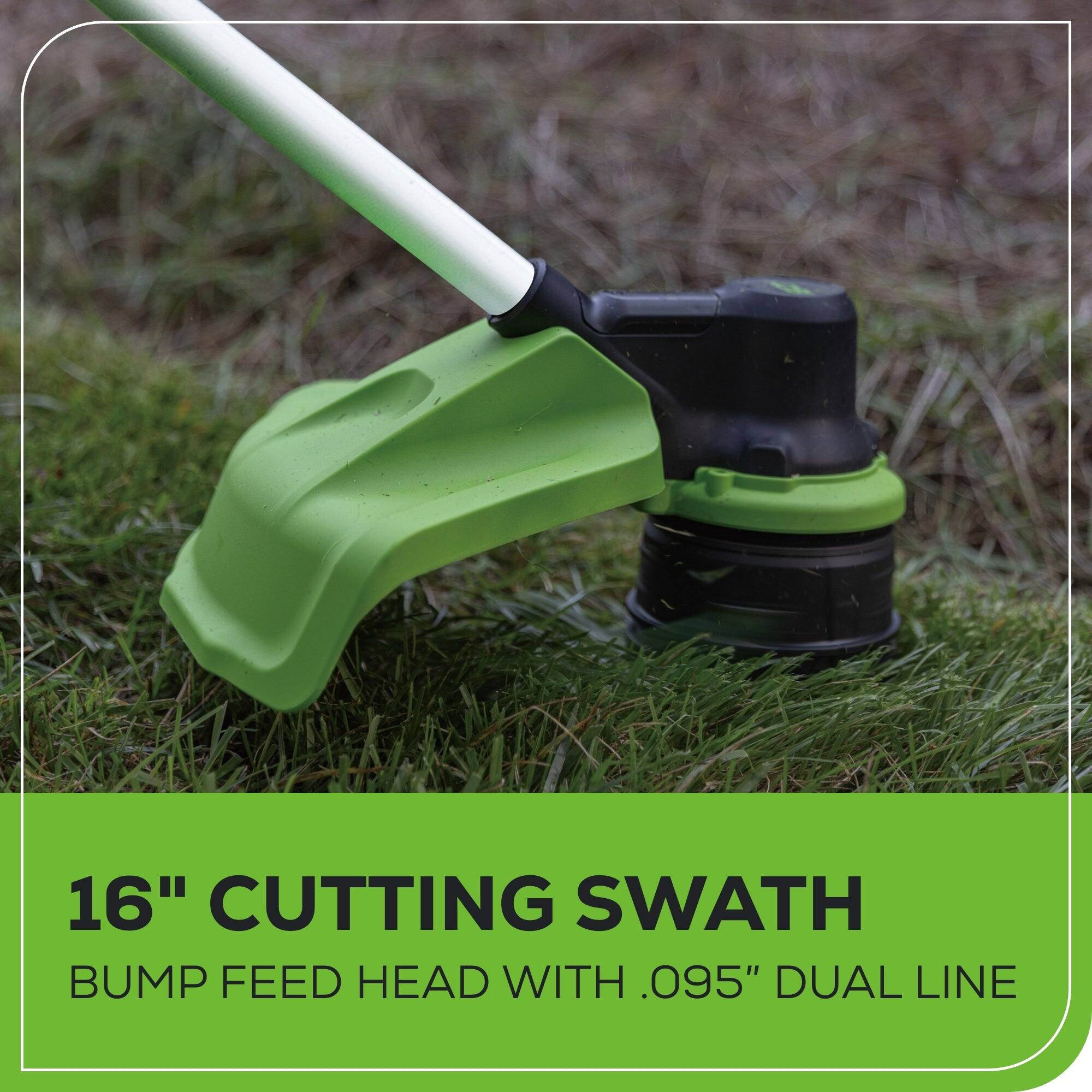 16" CUTTING SWATH  
BUMP FEED HEAD WITH .095" DUAL LINE