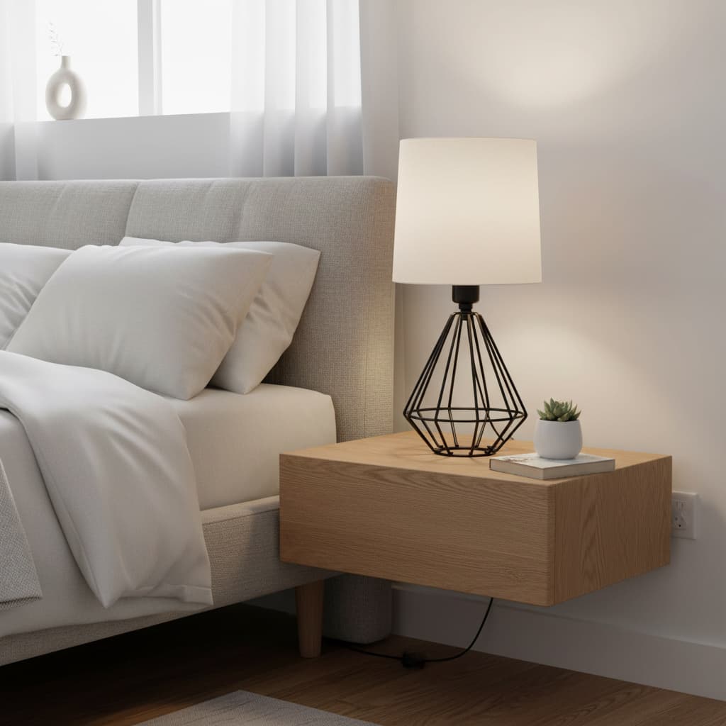 Alt View 3. FINEAK - 2-Pack Modern Black Metal Table Lamps for Bedroom & Office - White;Black.