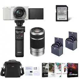 Bundle - Sony - ZV-E10 Mirrorless Vlog Camera with 16-50mm Lens, Black - with 55-210mm Lens, Vlogger Accessory Kit, Corel PC