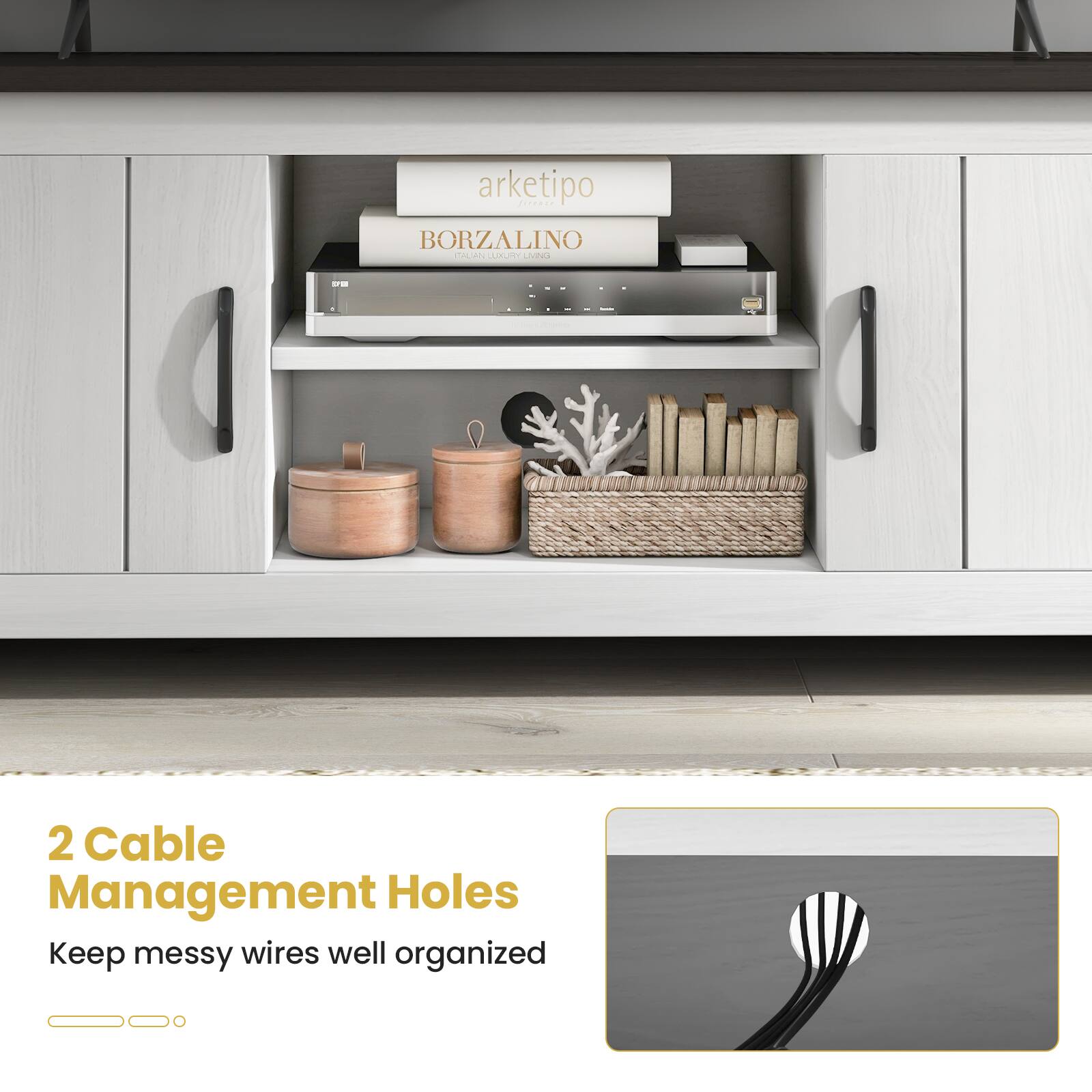 arketipo  
BORZALINO  

CERA BORZALINO  
ANUNCLNN  
Coded CC LNA 1 2  

2 Cable Management Holes  
Keep messy wires well organized