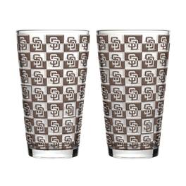 Logo Brands - San Diego Padres Two-Pack Gridiron Stained 16oz. Pint Glass Set - Multicolor