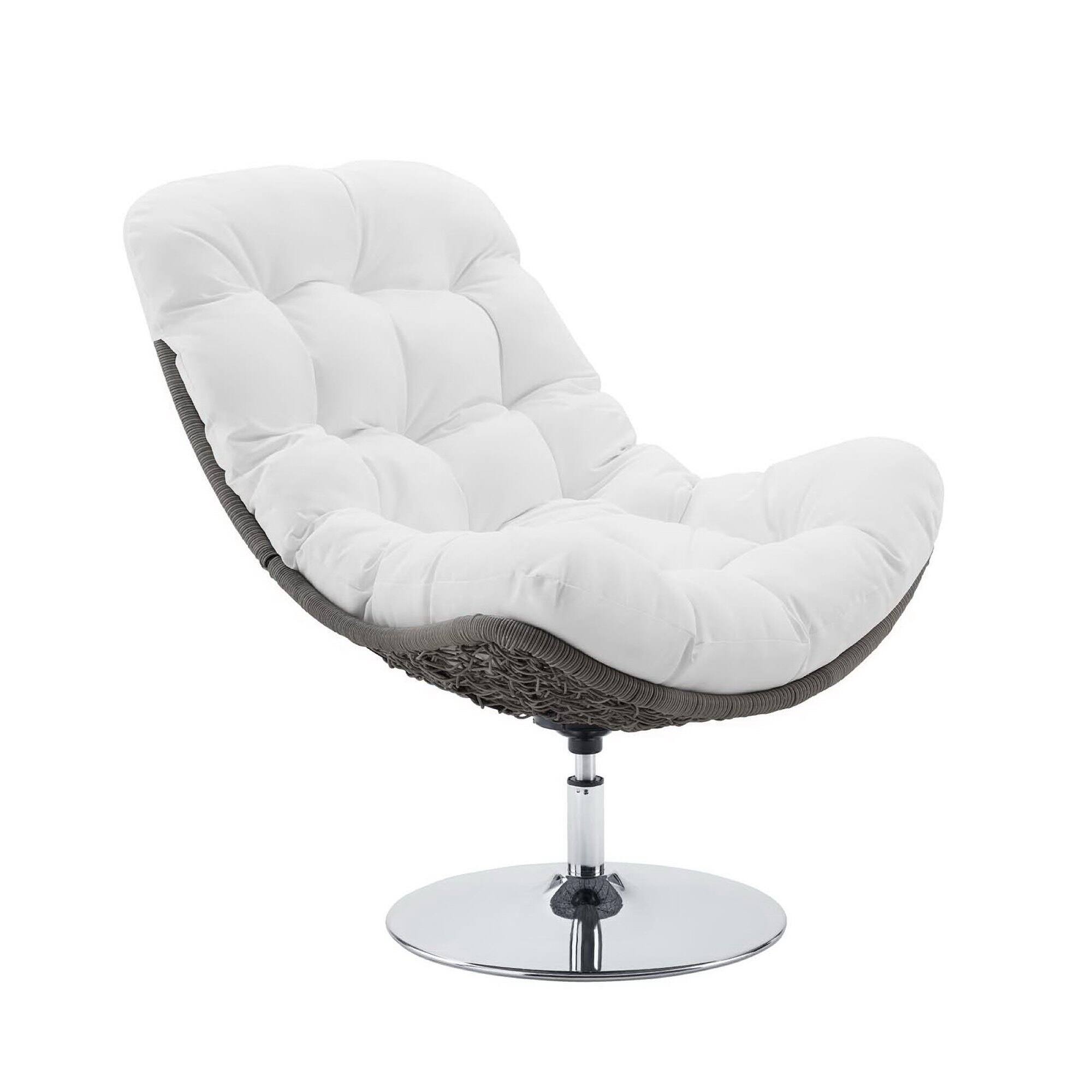 Angle. Modway - Brighton Wicker Rattan Outdoor Patio Swivel Lounge Chair by Modway - Light Gray White.