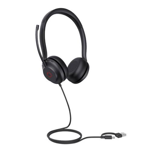 Angle. Yealink - Yealink 1308163 UH35 Dual Teams USB Headset with Micr & Noise Cancelling, USB-C/A - Black.
