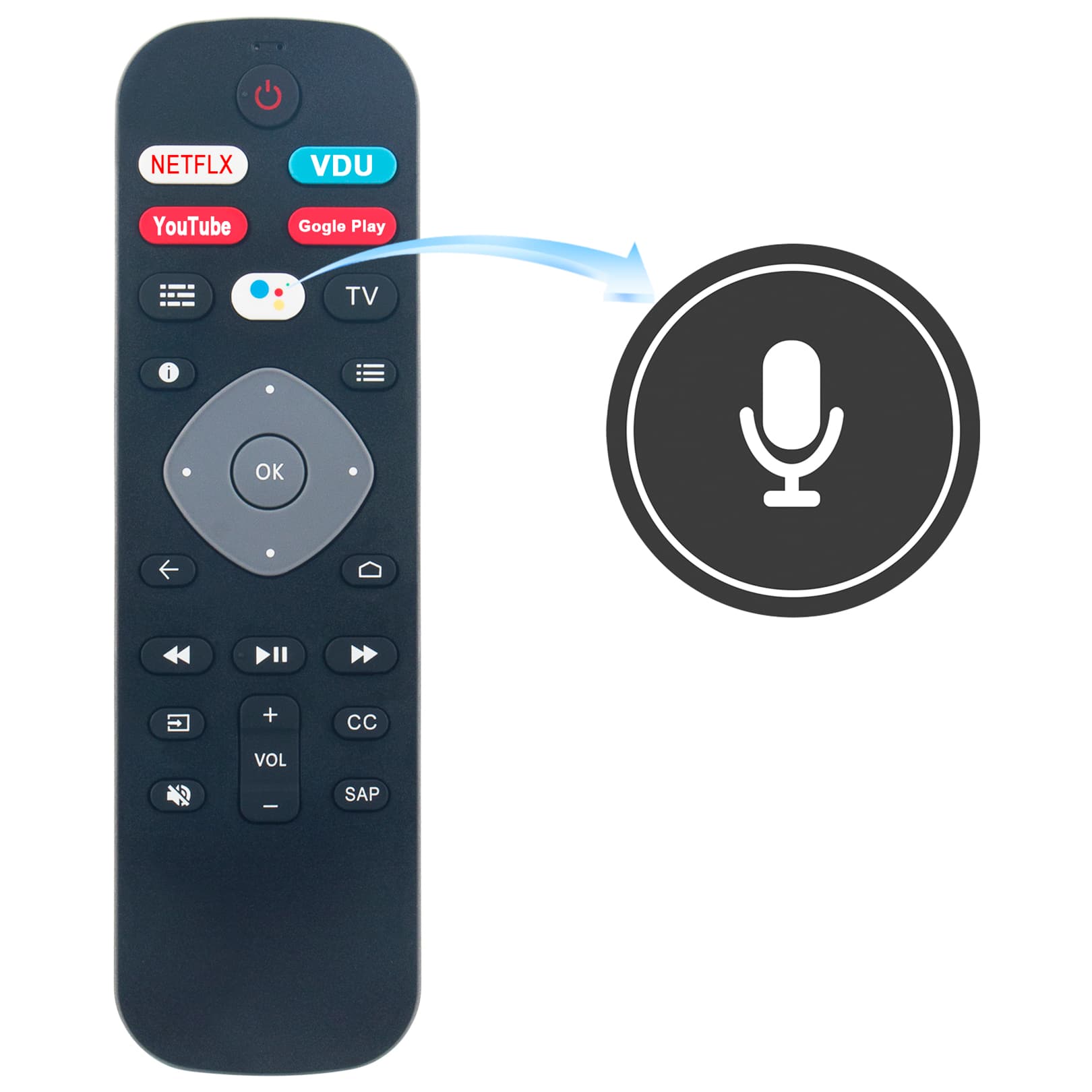 WINFLIKE - New URMT26RST004 Replace Remote Compatible for Philips Android TV Google Voice Asst - Black