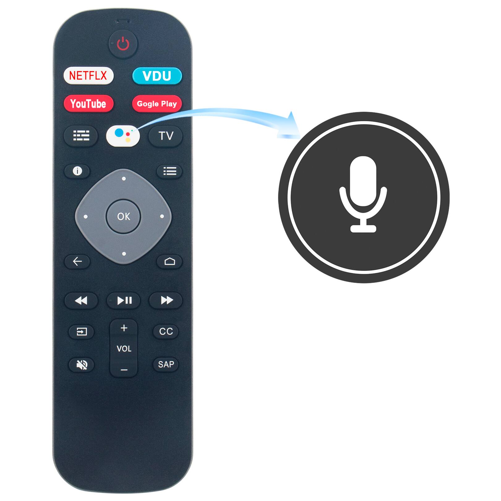 WINFLIKE - New URMT26RST004 Replace Remote Compatible for Philips Android TV Google Voice Asst - Black