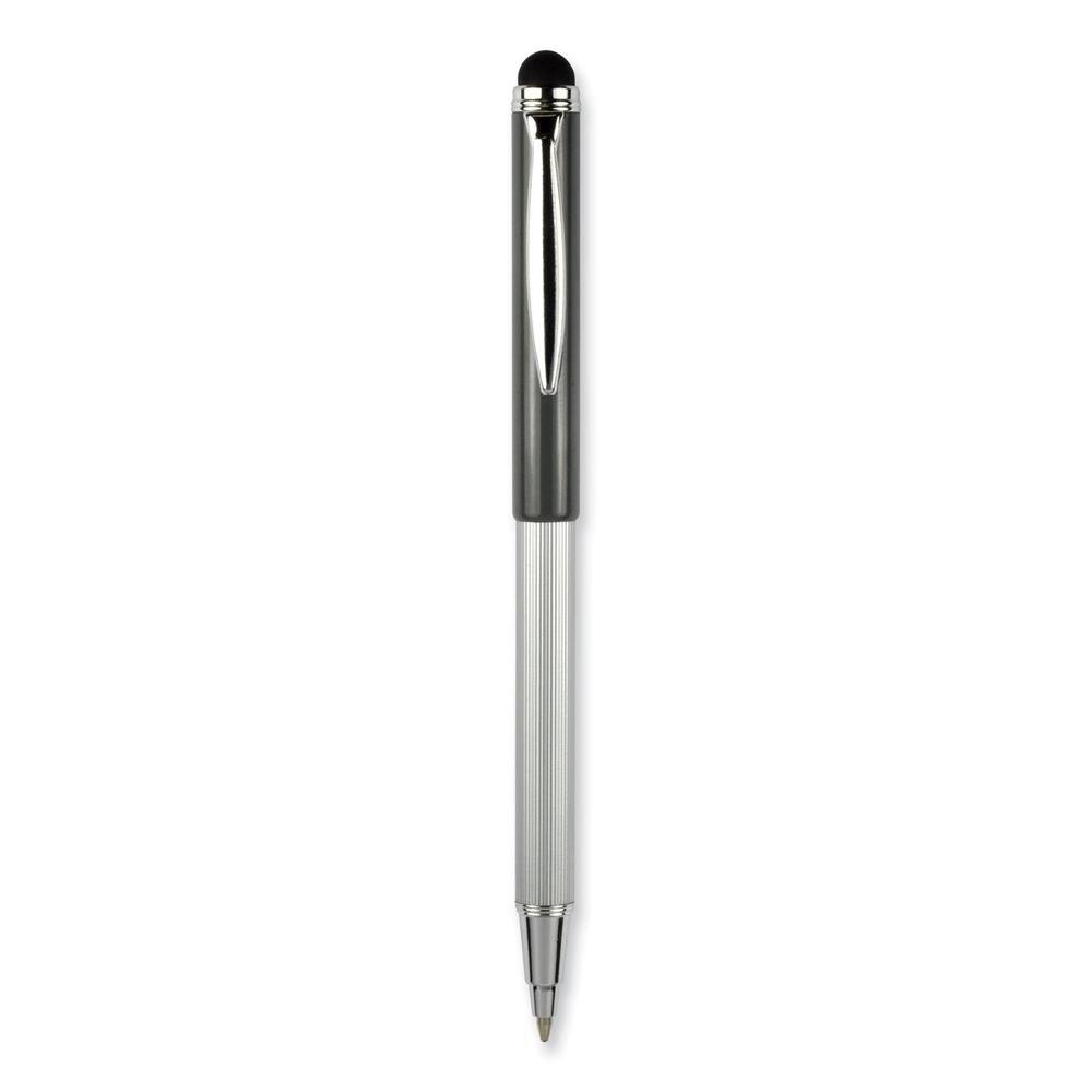 Angle. Zebra - 33602 StylusPen Medium 1 mm Retractable Telescopic Ballpoint Pen/Stylus - Black Ink/Blue/Gray Barrel (2/Pack) - Blue/Gray.
