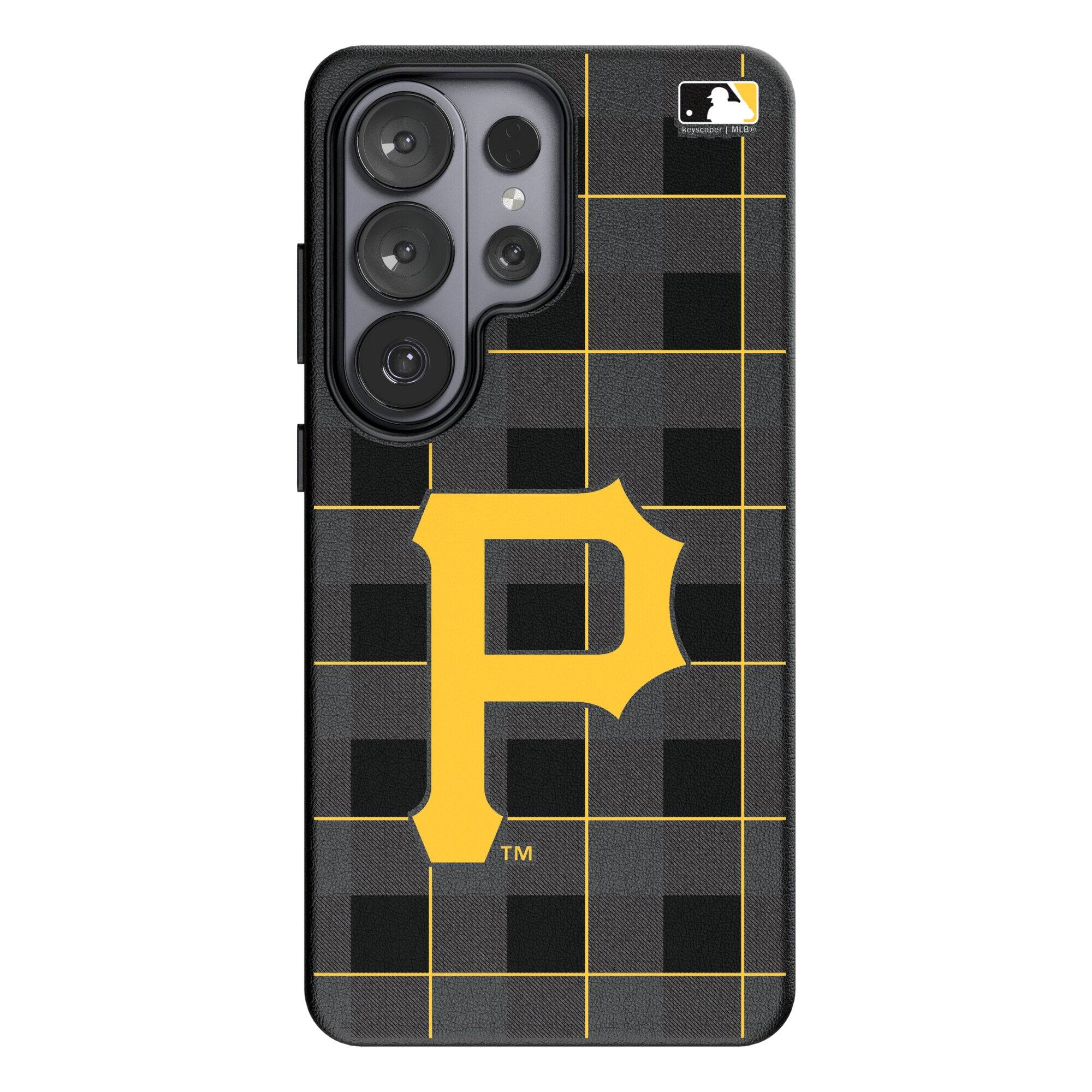 Front. Keyscaper - Pittsburgh Pirates Plaid Galaxy Magnetic Bump Case - S24 - Black.