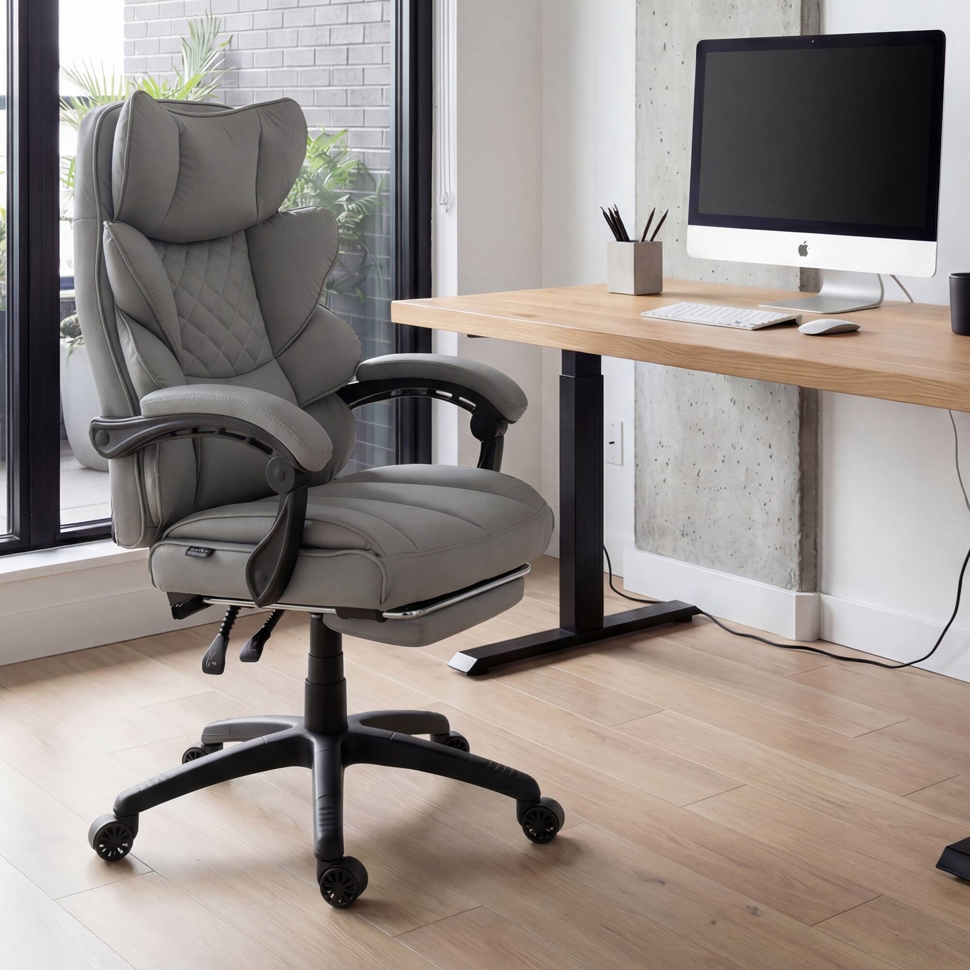 Alt View 4. Dowinx - Dowinx Big and Tall Office Chair with Pocket Spring Cushion,High Back Computer Gaming Chairs with Adjustable Armrests - Grey.