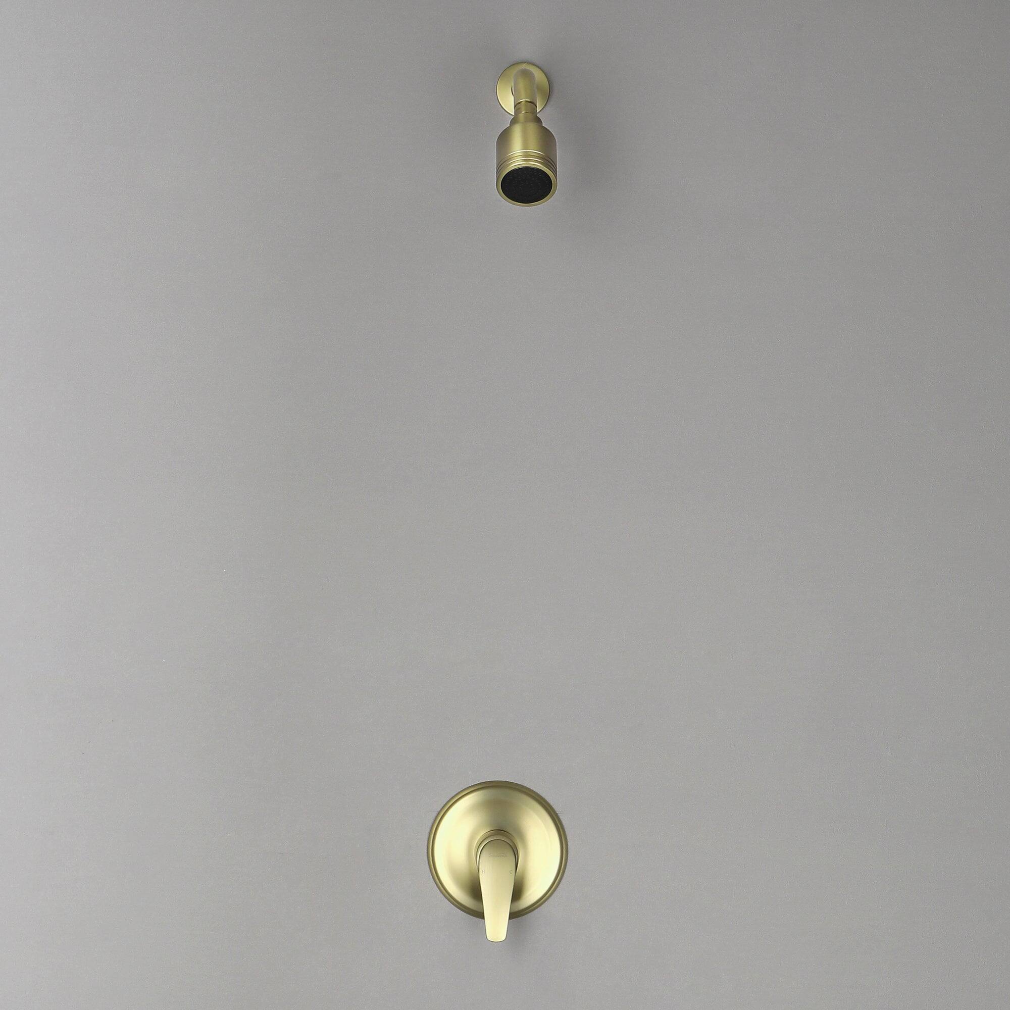 Alt View 8. Boyel Living - 1-Spray Patterns with 4.1 GPM 2.52 in. Wall Mount Rain Fixed Shower Head with Single Lever Handle in Brushed Gold - Brushed Gold.