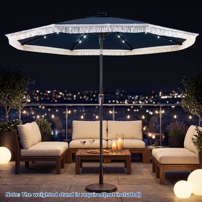 9ft patio umbrella with led lights String for Metal 9ft/10ft 8-Rib friendly and no frequent battery changes Gymax 9FT Solar Patio Umbrella