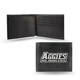 Rico Industries - New Mexico State Aggies Embroidered Team Logo Black Leather Bi-fold Wallet - Multi