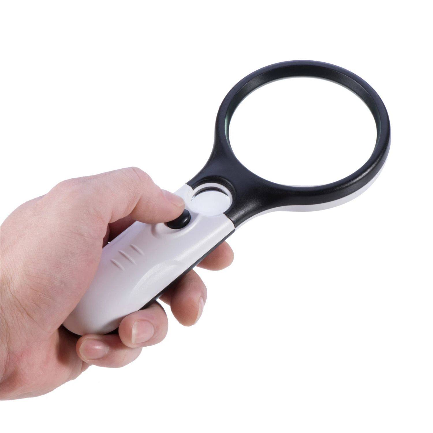 Angle. Home Collection - 3 LED Light 45X Handheld Magnifier – Illuminated Reading Magnifying Glass with Lens.