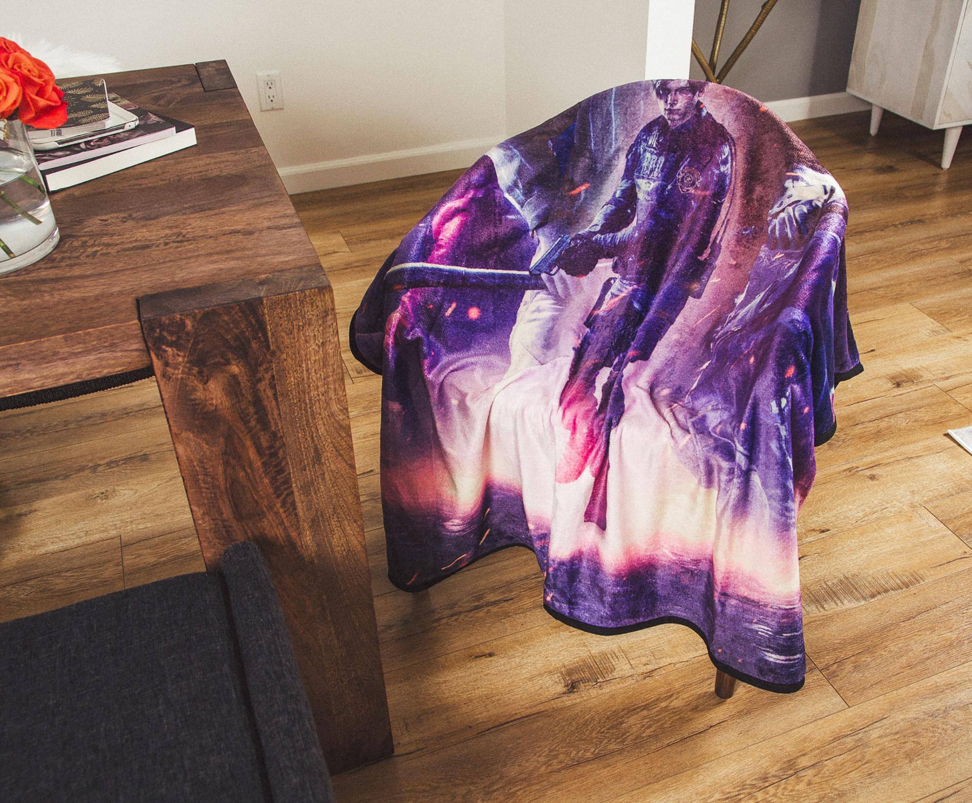 Alt View 3. Just Funky - Resident Evil Re:Verse Characters Fleece Throw Blanket | 45 x 60 Inches - Purple.