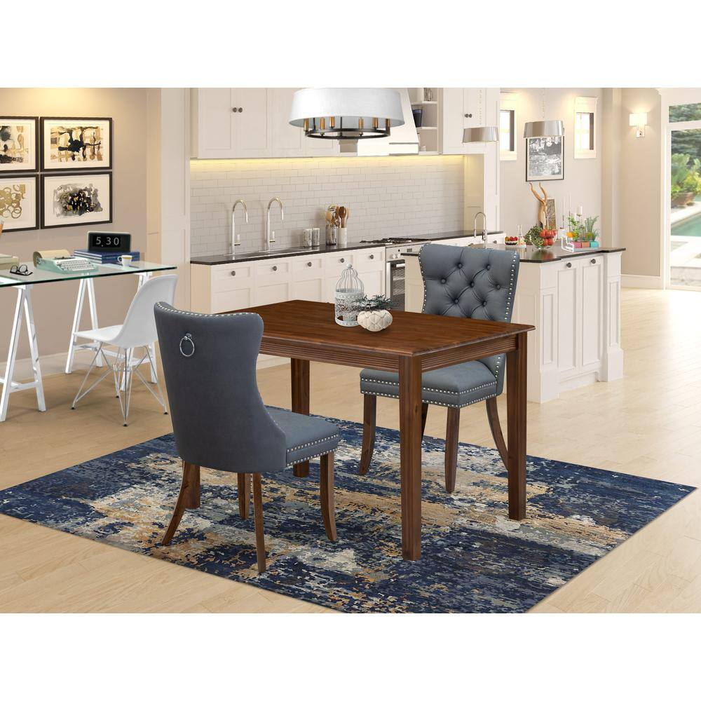 Alt View 3. East West Furniture - 3 Piece Dining Table Set Contains a Rectangle Solid Wood Table - Grey.