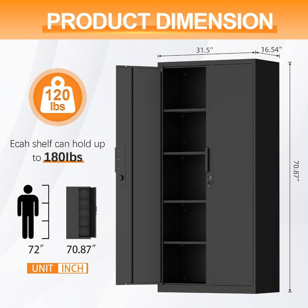 PRODUCT DIMENSION  
31.5"  
16.54"  
120 lbs  
Each shelf can hold up to 180 lbs  
70.87"  
72"  
70.87"  
UNIT INCH