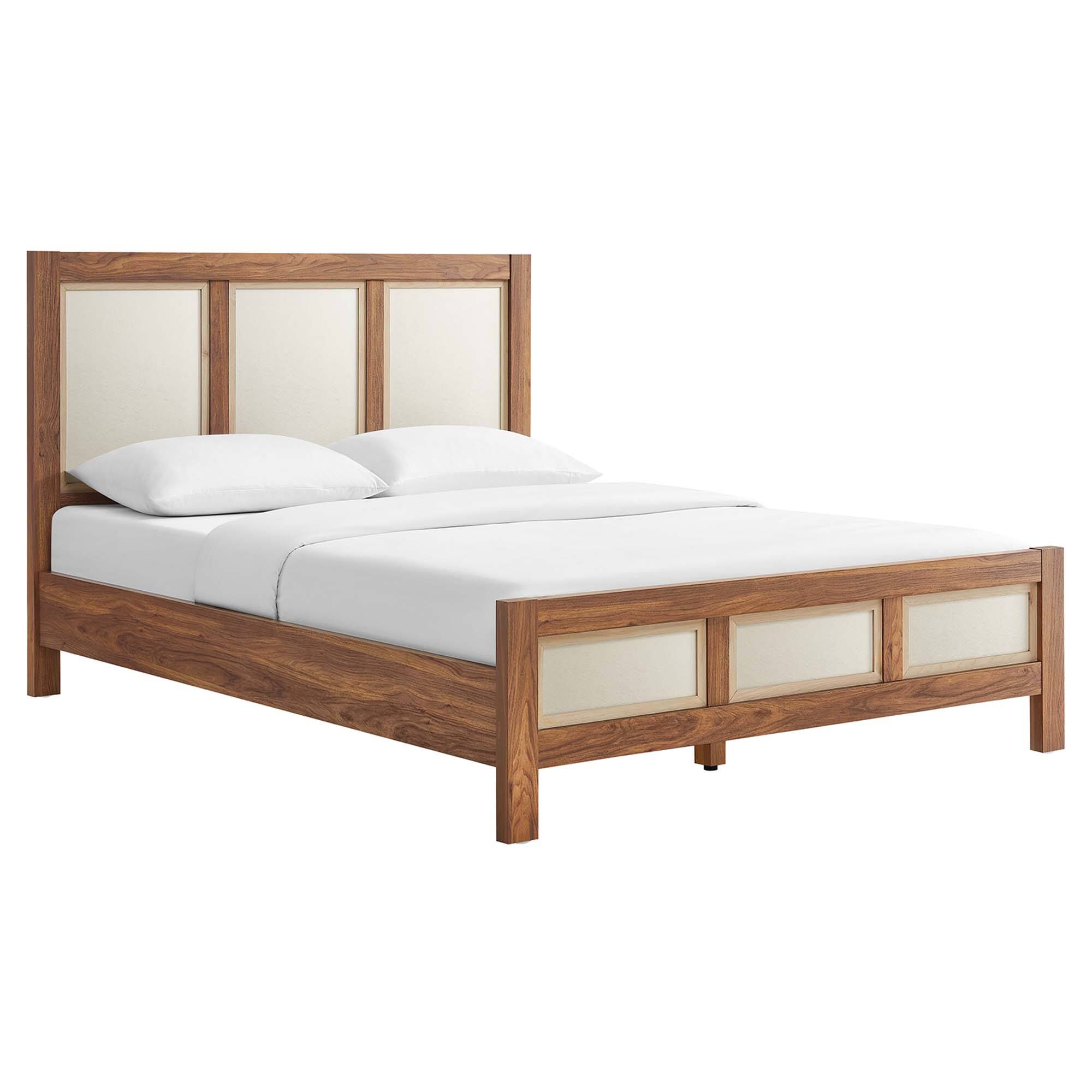 Angle. Modway - Daisy Performance Velvet Queen Platform Bed - White.
