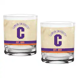 Indigo Falls - Clemson Tigers Two-Pack 14oz. Tan Vintage Glass Set - Multicolor