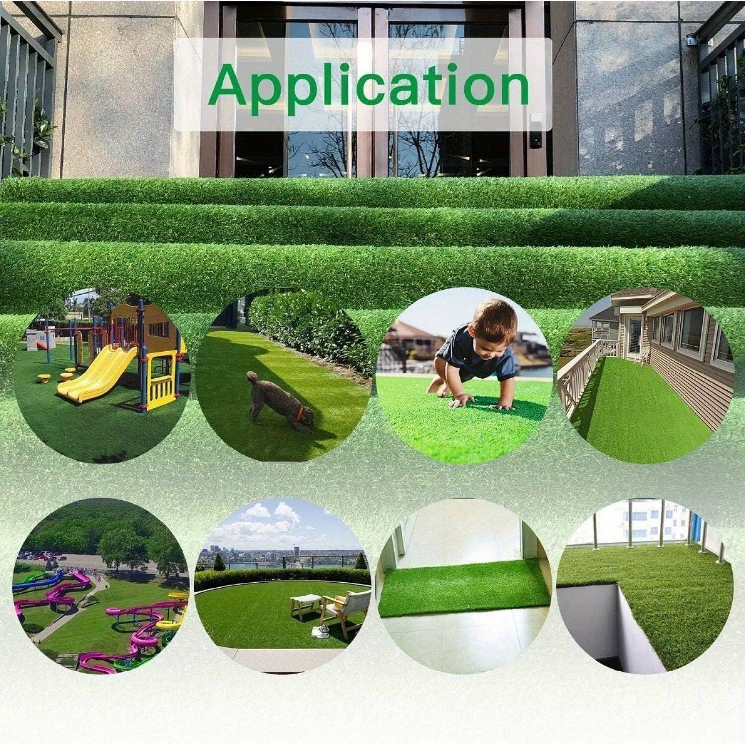 Alt View 1. MOOSOO - Artificial Turf Grass Indoor Outdoor 3x16 ft, 0.6 inch Realistic Fake Grass Turf Carpet For Patio Landscape Backyard - Green.