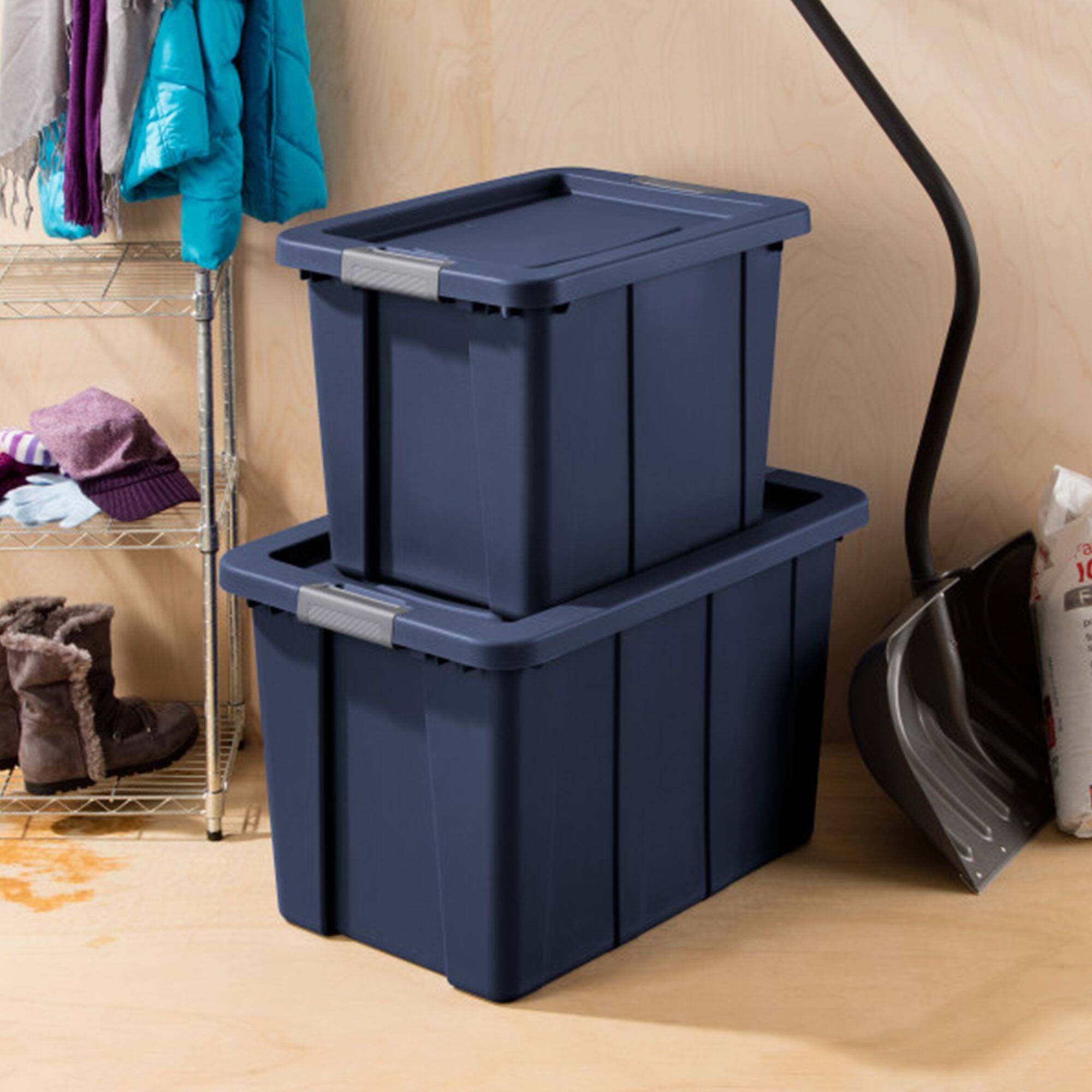 Alt View 2. Sterilite - Sterilite Tuff1 30 Gallon Plastic Storage Tote Bin w/Latching Lid, Blue (4 Pack) - Dark indigo.